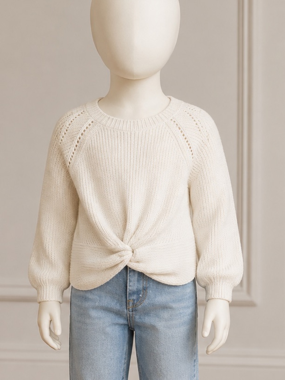 Abercrombie and fitch girls size 7/8 front twist sweater cream colored